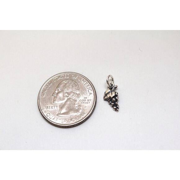 Sterling Silver Oxidized Grapes Charm Necklace - Picture 5 of 5